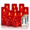 Flameless Candle with Remote Timer – 9 Flickering Acrylic Battery Operated LED Pillar Candles with Embedded Star String for Valentine's Day, Home Decor, and as a Gift (Red)